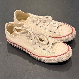 Converse White Canvas Sneakers with Red Trim